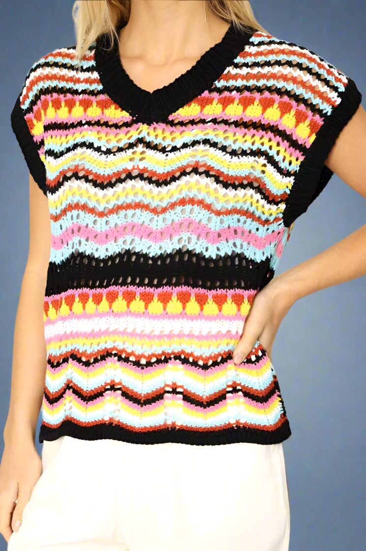 Multicolored Crochet Knit Vest
