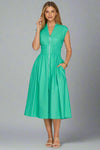Smocked Front Zip Midi Dress - Jade