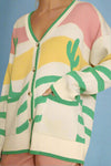 Wavy Stripe Cactus Knit Cardigan
