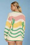 Wavy Stripe Cactus Knit Cardigan
