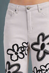 Flower Power Artist Wide Leg Pant - Gray