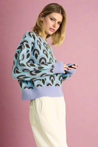 Scale Jacquard Knit Sweater - Blue