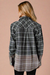 Grey, Black & White Plaid Flannel