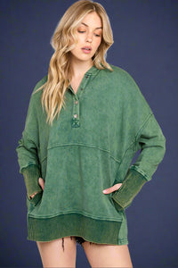 Mineral Wash Hoodie Sweatshirt Hunter
