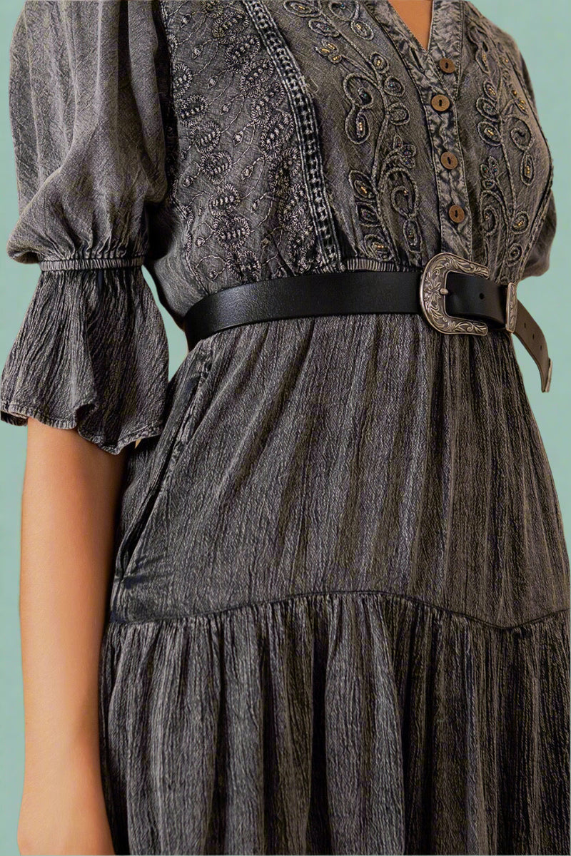 Stone-Washed Baby Doll Dress