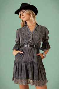 Stone-Washed Baby Doll Dress
