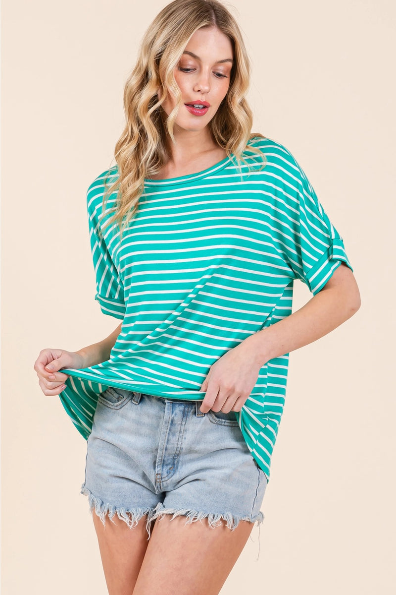 Short Sleeve Stripe T-Shirt - Jade