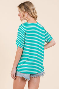 Short Sleeve Stripe T-Shirt - Jade