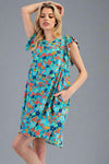 Flutter Sleeve Mini Dress - Aqua