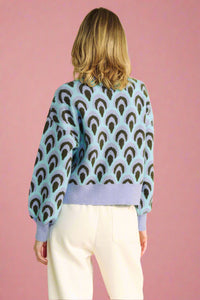 Scale Jacquard Knit Sweater - Blue
