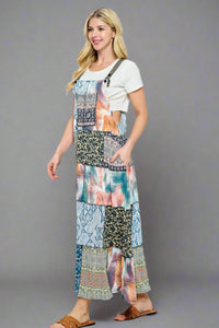 Overall Floral Patchwork Maxi Dress - Multi