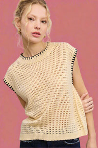 Crochet Knit Stitching Detailed Sleeveless Top