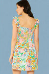 Floral Print Poplin Dress - Orange