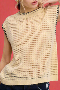 Crochet Knit Stitching Detailed Sleeveless Top