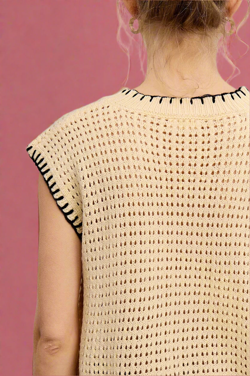 Crochet Knit Stitching Detailed Sleeveless Top