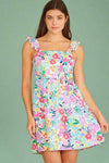 Floral Print Poplin Dress - Fuchsia