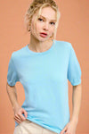 Super Soft Puffy Sleeve Basic Top - Blue