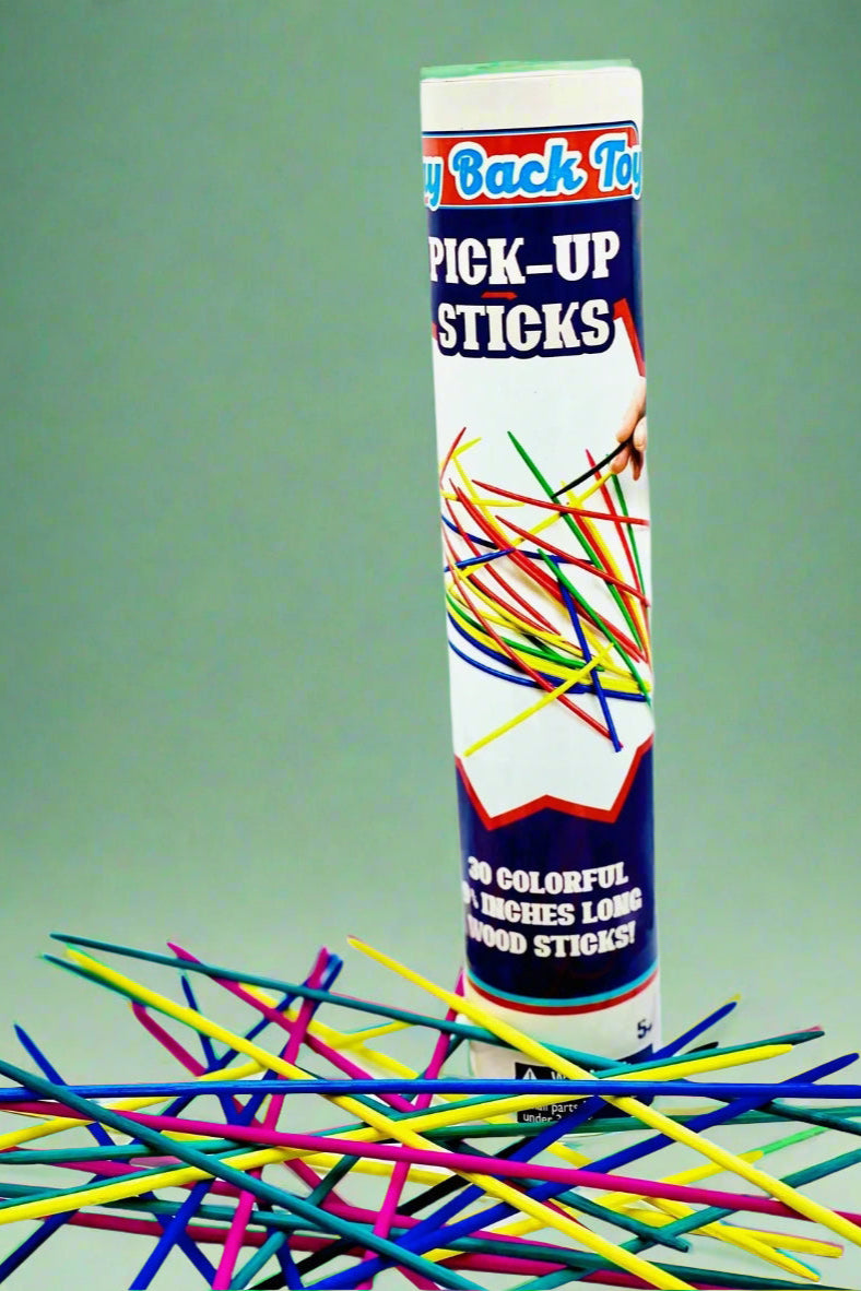 The classic game of Pick-Up Sticks where players try to pick up the most sticks without moving others.