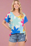 Floral Print Short Sleeve T-Shirt - Multi