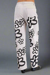 Flower Power Artist Wide Leg Pant - Gray