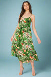 Tropical Tiered Midi Dress - Pink
