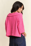 Cropped Polo Sweater - Candy Pink