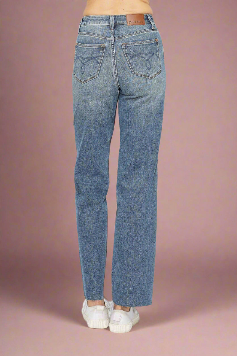 HW Tummy Control Cut Raw Hem Straight JB89