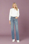 HW Tummy Control Cut Raw Hem Straight JB89