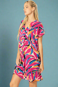 Tropical Relaxed Dress - Magenta