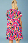 Tropical Relaxed Dress - Magenta