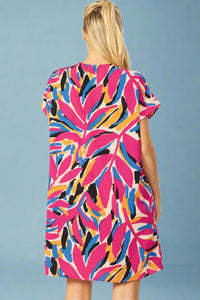 Tropical Relaxed Dress - Magenta