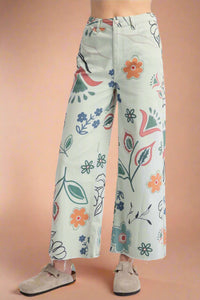 Flower Power Wide Leg Pant - Green