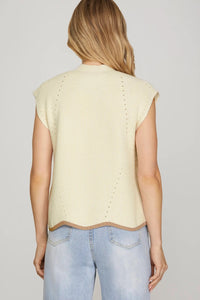 Flower Detail Sweater Top - Cream