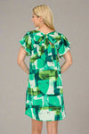 Abstract Printed Mini Dress - Green
