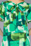 Abstract Printed Mini Dress - Green