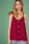 Strappy Button Tank - Maroon