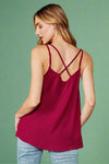 Strappy Button Tank - Maroon