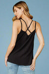 Strappy Button Tank - Black