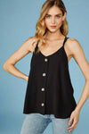 Strappy Button Tank - Black