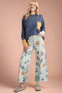 Flower Power Wide Leg Pant - Green