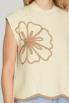 Flower Detail Sweater Top - Cream