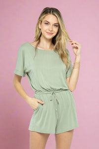 Short Sleeve Romper - Olive
