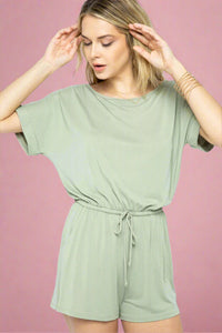 Short Sleeve Romper - Olive