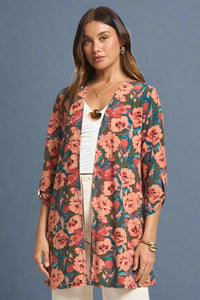 Lizzy Cardigan - Olive Floral