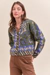 Paisley Knit Sweater Cardigan - Olive