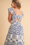 Barb Embroidered Maxi Sundress - Blue