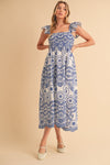 Barb Embroidered Maxi Sundress - Blue