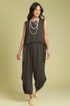 Hi-Low Hem Tied Tank - Charcoal