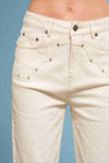 Western Yoke Studded Jeans - Cream