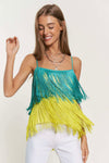 Fringe Cross Cami - Neon